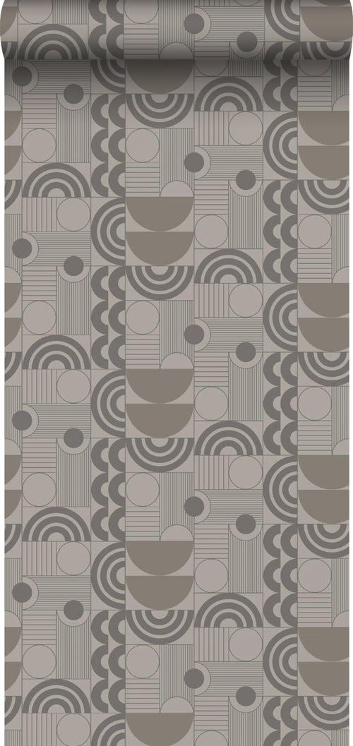 Borastapeter behang geometrische vormen bruin - 53 cm x 10.05 m - 660880