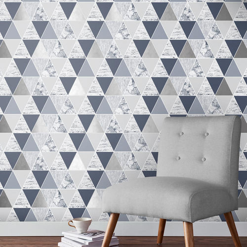 Graham & Brown Vliesbehang - Reflections Blauw