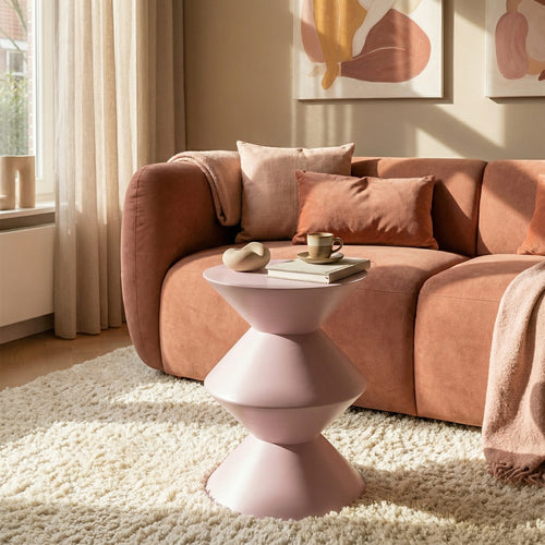 StarFurn Bijzettafel Abel - Rond Roze Hout - 33x33x45cm