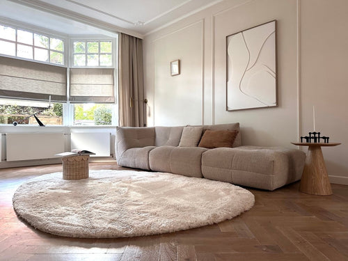 Organisch hoogpolig vloerkleed Odelia beige/wit - Interieur05 - 290 x 200 cm