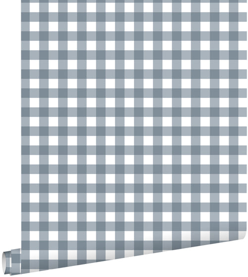 ESTAhome behang geblokt motief blauw - 50 x 900 cm - 132126