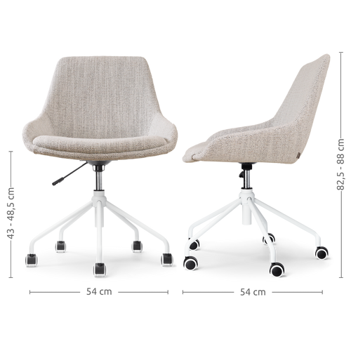 Nolon Nout-Isa Bureaustoel Beige Gemêleerd - Stof - Wit Onderstel - vtwonen shop