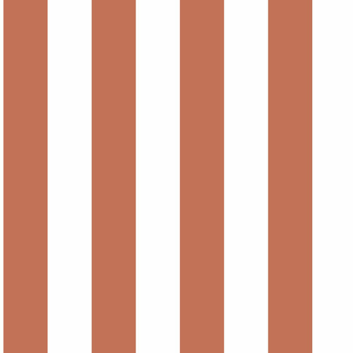 Sanders & Sanders behang strepen terracotta en wit - 0.53 x 10.05 m - 935406