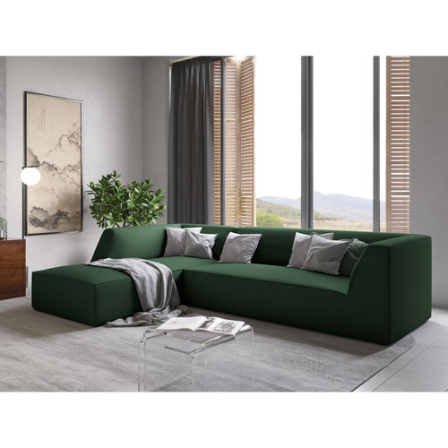 Cosmopolitan Design - Modulaire hoekbank links Siena 4-zits, structurele stof groente - 180x273x69cm