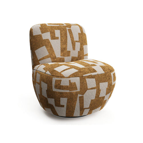 Sia Home - Fauteuil JENA - Stof met structuurpatroon - Mosterd - 65cm