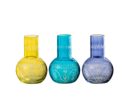 J-Line vaas Kalebas Tarifa - glas - mix - 3 stuks - Ø 11 cm - vtwonen shop