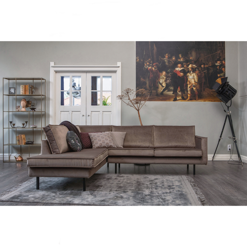 BePureHome hoekbank links Rodeo - Velvet - Taupe - 85x266x213 - vtwonen shop