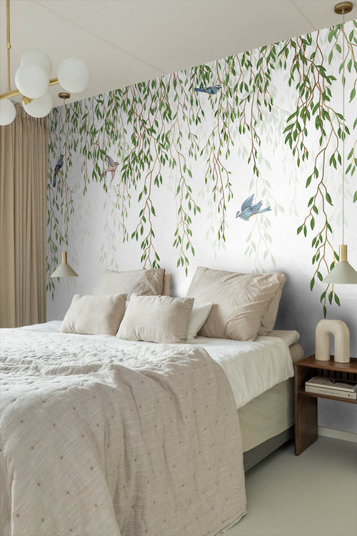 Sanders & Sanders fotobehang vogels in de natuur groen en blauw - 350 x 279 cm - 601003