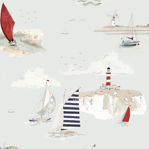Sophie Allport Vliesbehang Kinderkamer - Coastal Boats Cottesmore Sky