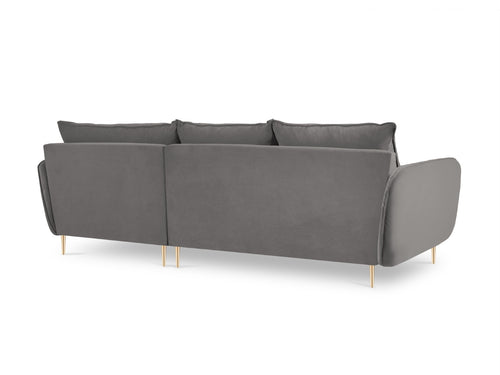 Cosmopolitan Design rechter hoekbank Vienna 5-zits, flueel, lichtgrijs - 170x255x95cm