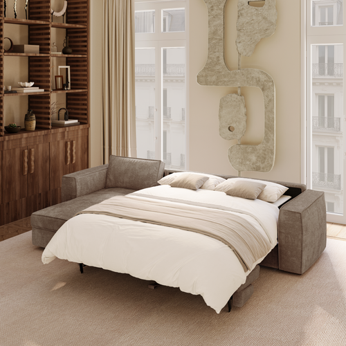 Premium Interiors - Hoekbank (links) MIKA - zacht aanvoelende geweven stof mol 292cm