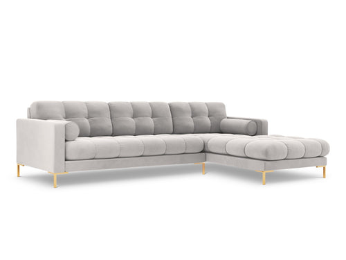 Cosmopolitan Design rechter hoekbank Bali 5-zits, flueel, geld - 185x293x75cm