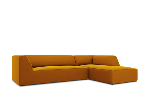 Micadoni rechter hoekbank Ruby 4-zits, flueel, geel - 180x273x69cm