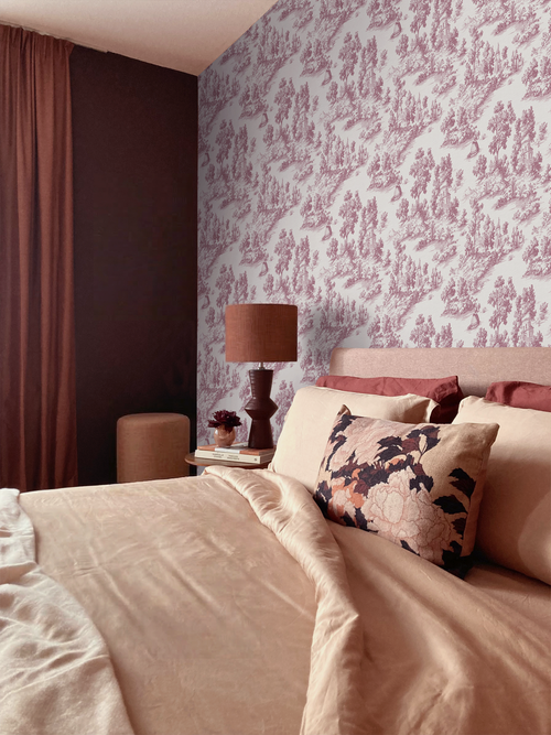 Sanders & Sanders behang toile de jouy print bordeaux rood - 53 cm x 10 m - 641037