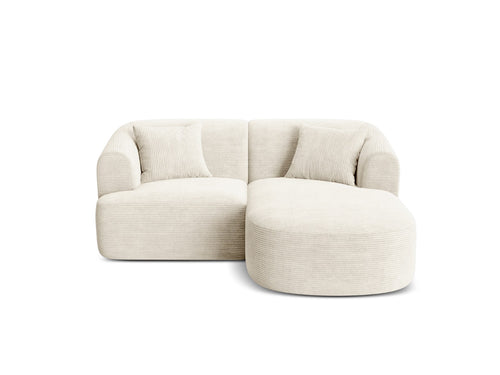 Cosmopolitan Design Modulaire hoekbank rechts Campi 3-zits, ribfluwelen ivoor - 156x180x70cm