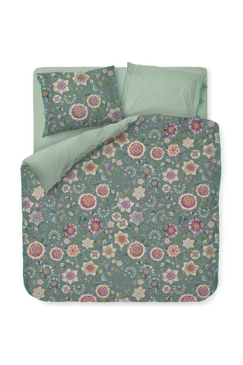 Pip Studio dekbedovertrek Viva Las Flores - 240x200/220 cm - groen - vtwonen shop