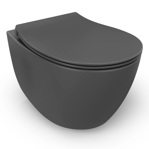 Isvea Wc Toilet Badkamer Hangend Antraciet Inclusief Softclose Toiletbril - vtwonen shop