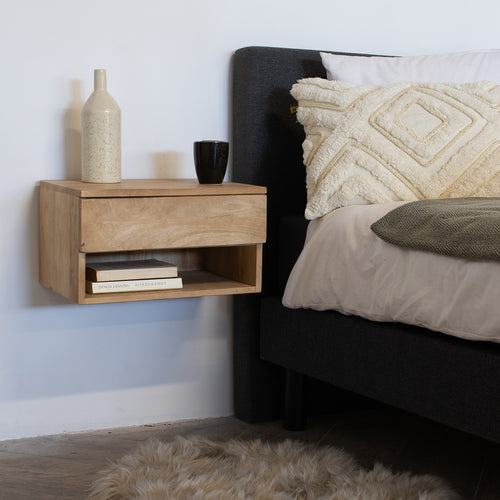 Giga Meubel Nachtkastje Tessa - Naturel - Mangohout - 45x30x25cm - vtwonen shop