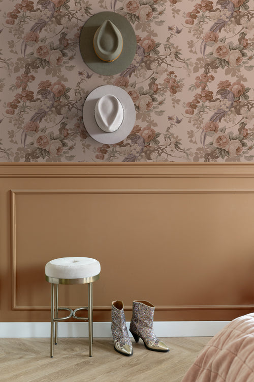 ESTAhome behang bloemen en vogels oudroze - 50 x 900 cm - 139809 - vtwonen shop