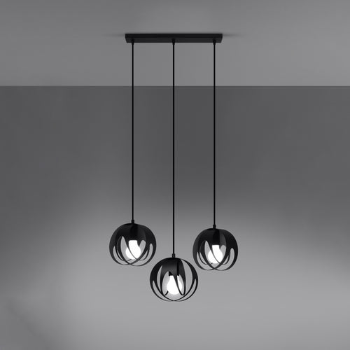 Sollux Lighting Hanglamp TULOS 3L zwart - 50x16x117cm