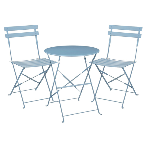 Mica Decorations Laurence Bistroset Metaal - Set van 3 - Tuinstoelen en Tuintafel - Balkonset 2 Personen - Bistrotafel Rond en Bistrostoel Bistro Set