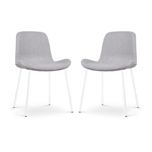 Nolon Nora-Fé Eetkamerstoelen Set van 2 - Lichtgrijs - Witte Poten - vtwonen shop