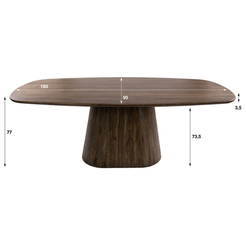 Giga Meubel Eettafel Central - Deens Ovaal Bruin Hout - 180x90x77cm