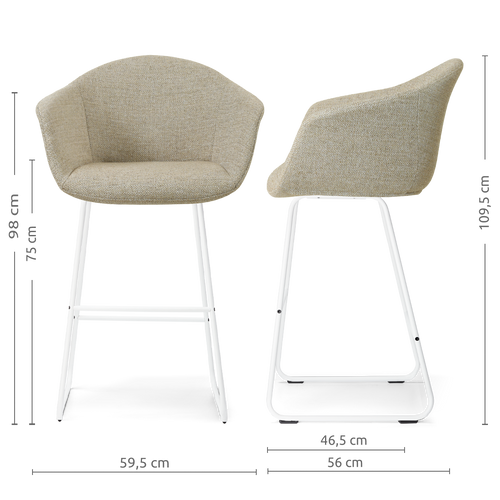 Nolon Nino-Otis barkruk taupe melange - wit onderstel - 75 cm - vtwonen shop