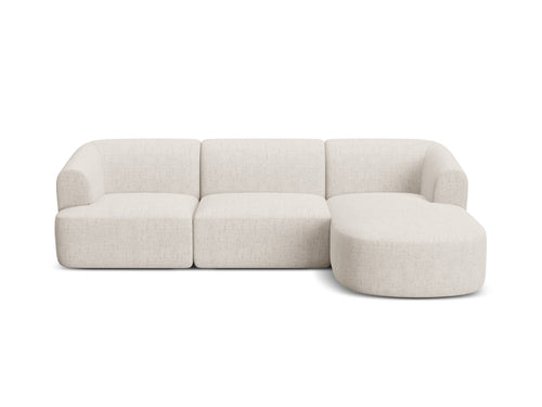 Cosmopolitan Design Modulaire hoekbank rechts Campi 4-zits, structurele stof lichtbeige - 156x256x70cm