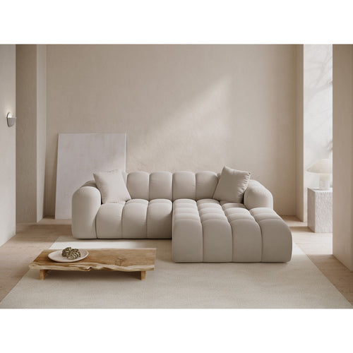 Cosmopolitan Design - Rechter hoekbank Treno 3-zits, flueel donkerbeige - 184x240x70cm