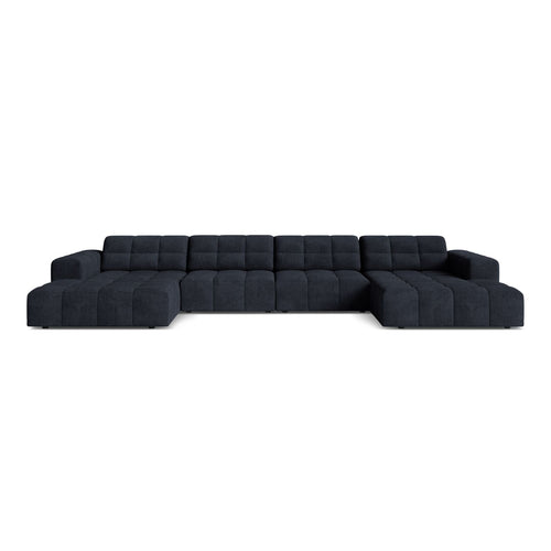 Cosmopolitan Design - Panoramische bank Chicago 6-zits, chenille marineblauw - 167x375x78cm