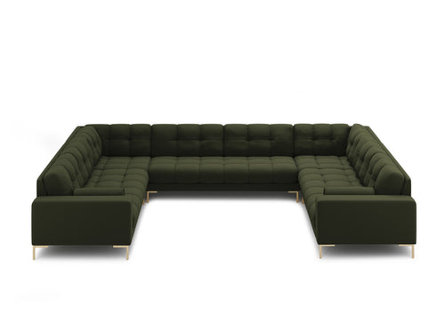 Cosmopolitan Design Panoramische bank Bali 9-zits, structurele stof, groente - 256x327x75cm