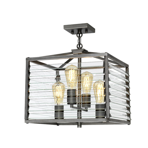 Louvre 4 Lichte Hanglamp Gunmetal Verf Afwerking