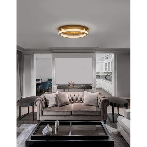 Merano Clarita Geïntegreerde LED Semi Flush Light Antiek Goud Messing Aluminium LED 60W 3530Lm 3000K