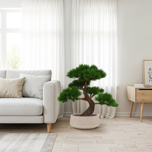 Maxifleur Pinus Bonsai x5 deluxe kunstplant op voet 80cm