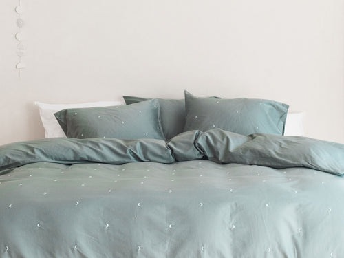 Yumeko dekbedovertrek katoen satijn sea green moon 140x220 + 1/60x70 - vtwonen shop