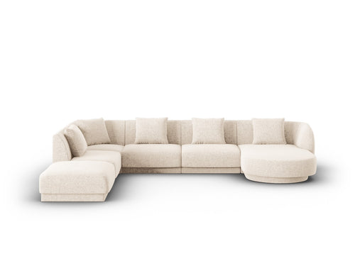 Cosmopolitan Design Panoramische hoekbank links Tulum 6-zits, chenille, lichtbeige - 255x330x70cm