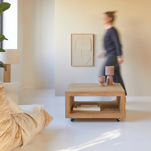 Tikamoon Vierkante salontafel van massief teakhout - Naturel
