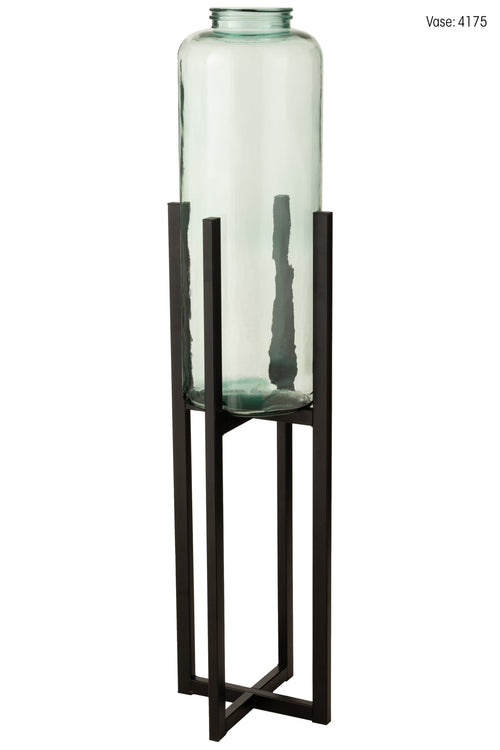 J-Line voet voor bloempot/mand - metaal - zwart - large - 95.2 cm hoog
