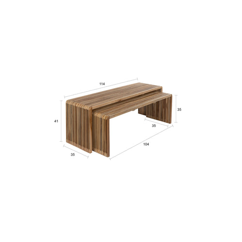 Housecraft Living Djia Salontafel Rechthoekig Teak Hout - Set van 2 - vtwonen shop