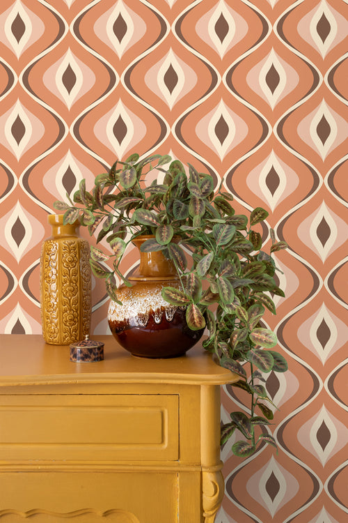 ESTAhome behang retro ornamenten oranje en bruin - 50 x 900 cm - 130986 - vtwonen shop