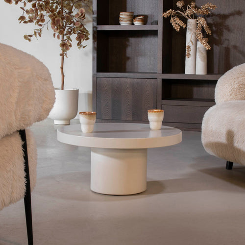 Giga Meubel Salontafel Eden - Rond Beige Eco-Composiet - 65x65x32cm - vtwonen shop