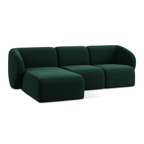 LaMiaSofa hoekbank links Cervo - velours - flessengroen - 248x166x81