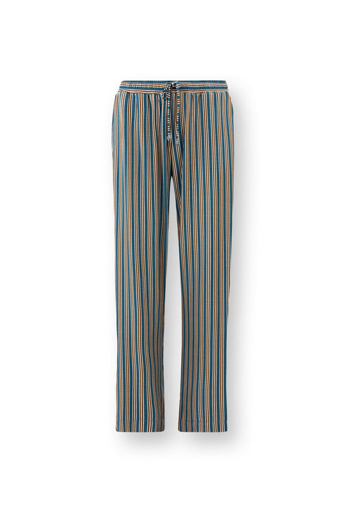 Pip Studio - Belin Pyjama Broek Dames - Kente Stripe - Blauw - XXL