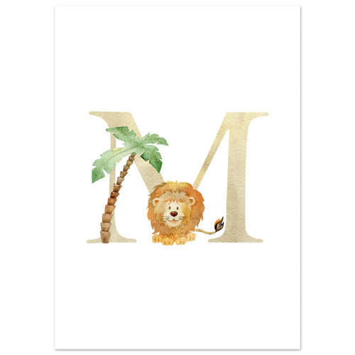 Artfulprints Poster Letter M kindernaam   - 50x70 cm - Meerkleurig