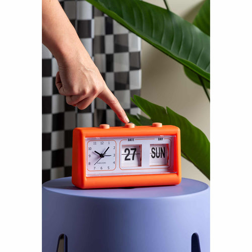 Karlsson wekker Data Flip - oranje - 19x6.4x11.5cm - vtwonen shop