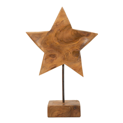 Houten ster sculptuur 28x12x42 cm