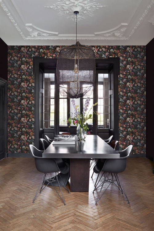 ESTAhome behang bloemen donkergrijs - 53 cm x 10.05 m - 139172 - vtwonen shop