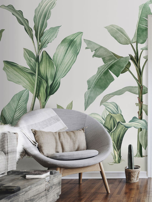 Sanders & Sanders fotobehang palmbladeren wit en groen - 424 x 280 cm - 640916