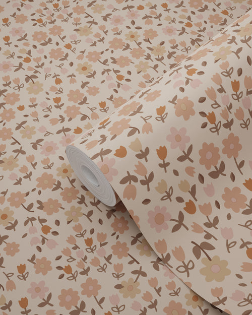 ESTAhome behang bloemetjes terracotta roze - 53 cm x 10.05 m - 131394